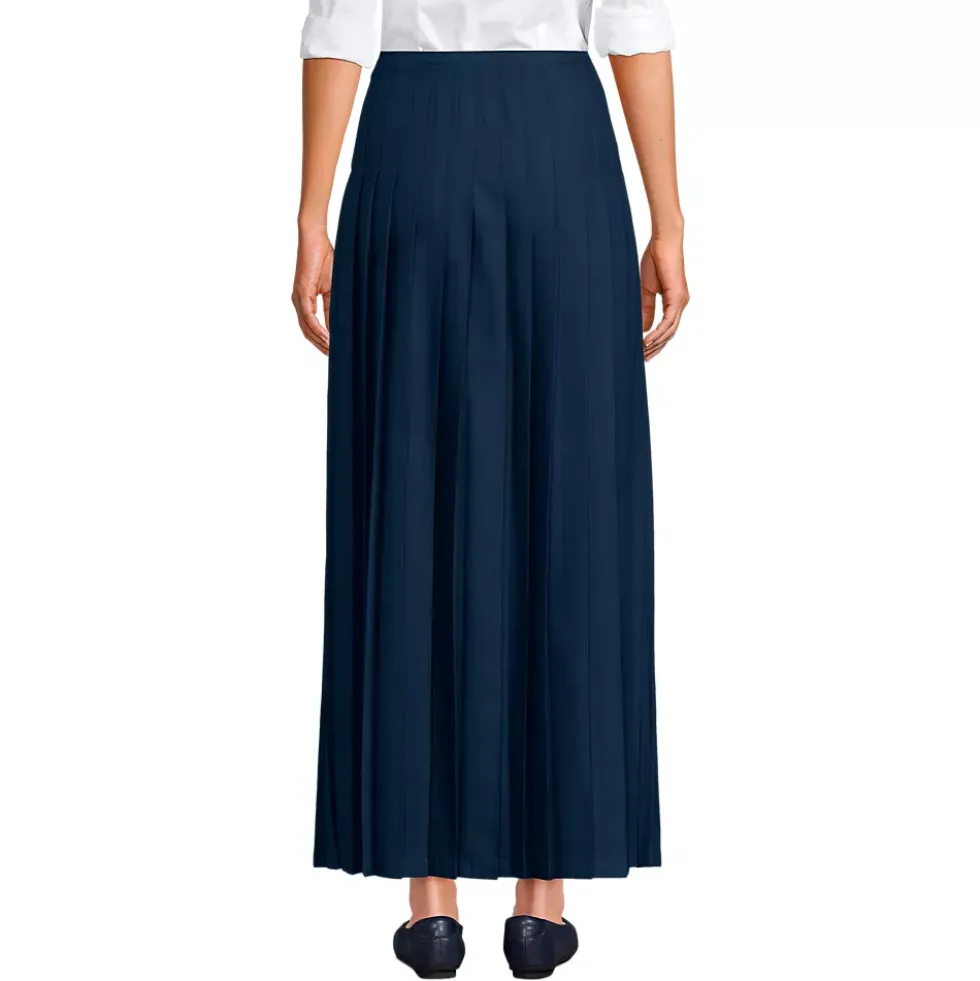 Girls Solid Pleated Skirt Ankle Length