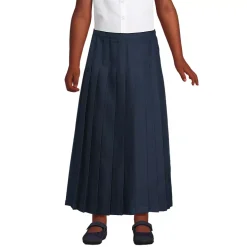Girls Solid Pleated Skirt Ankle Length