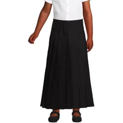 Girls Solid Pleated Skirt Ankle Length