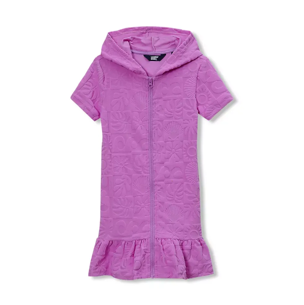 Girls Terry Zip Front Cover Up Dress
