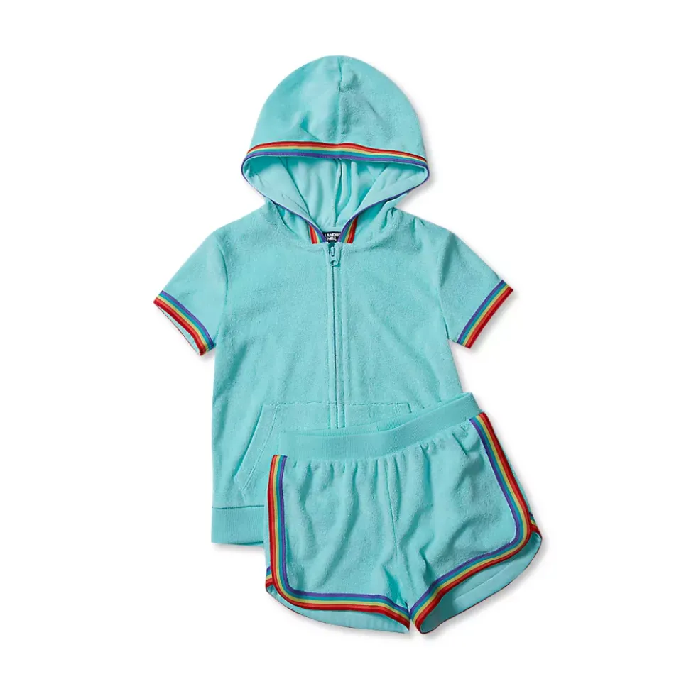 Girls Terry Zip Front Top and Shorts Cover Up Set