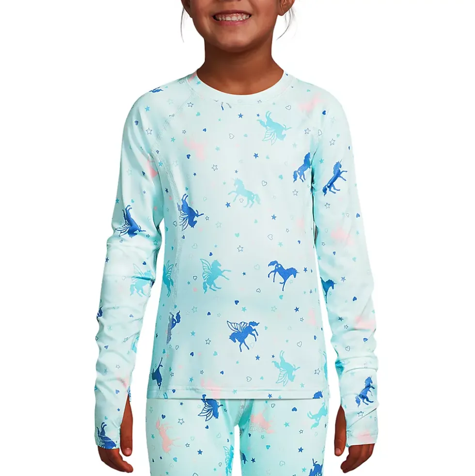Girls Thermal Base Layer Long Underwear Thermaskin Crew Neck Shirt