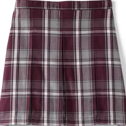 Girls Top of the Knee Plaid Box Pleat Skirt