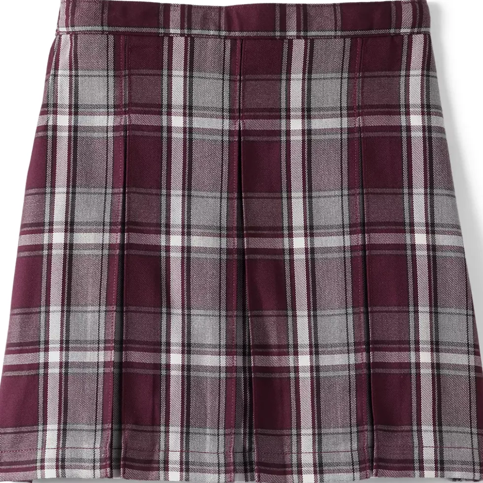 Girls Top of the Knee Plaid Box Pleat Skirt