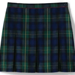Girls Top of the Knee Plaid Box Pleat Skirt