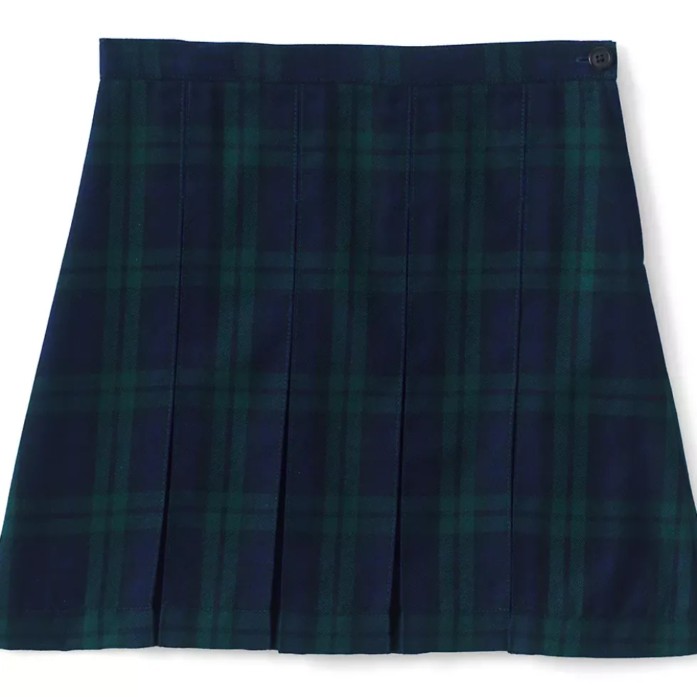 Girls Top of the Knee Plaid Box Pleat Skirt