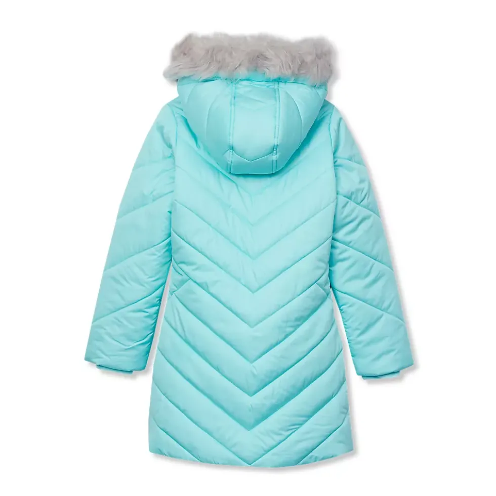 Girls Water Resistant Velour Parka