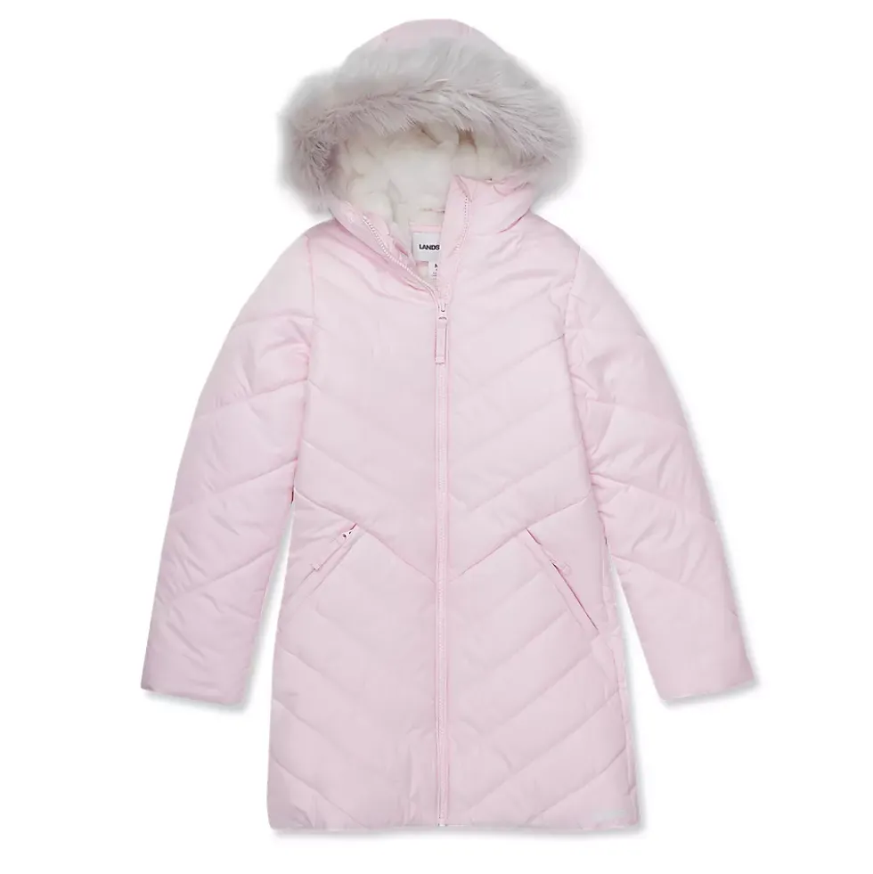 Girls Water Resistant Velour Parka