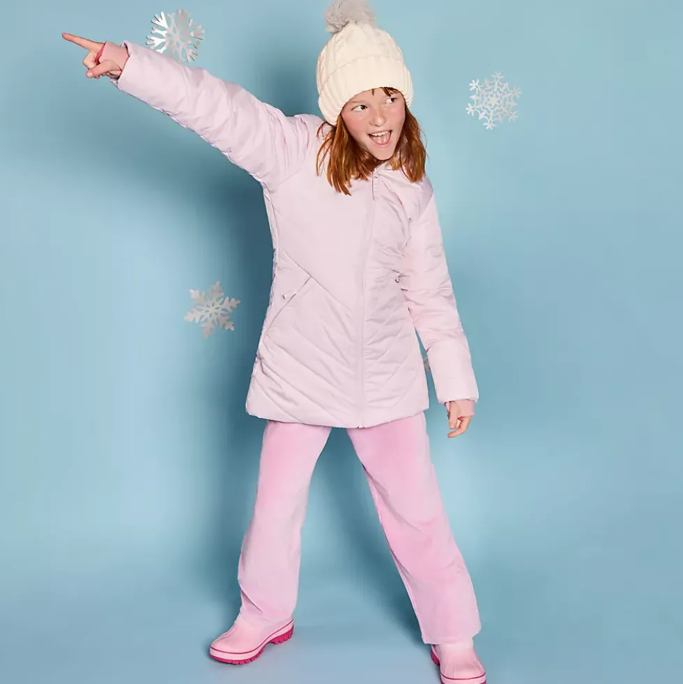Girls Water Resistant Velour Parka