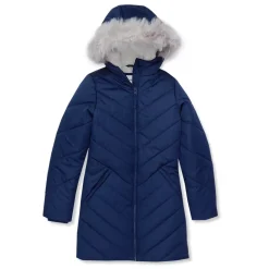 Girls Water Resistant Velour Parka