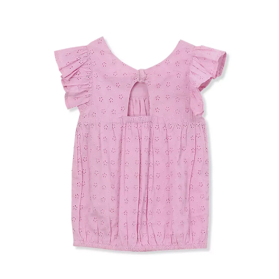 Girls Woven Eyelet Top