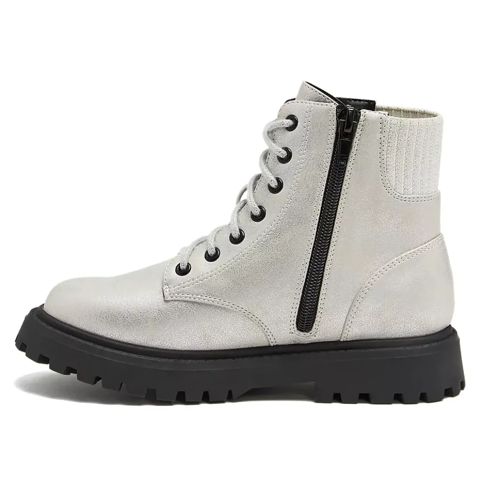 Girls Zip Up Lugged Boots