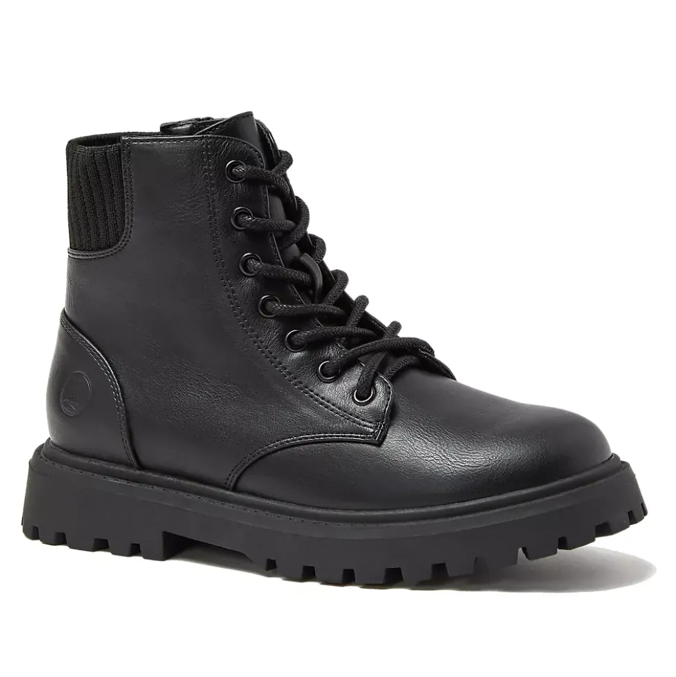 Girls Zip Up Lugged Boots