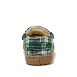 Kids Fuzzy Lined Plaid Moccasin Slippers
