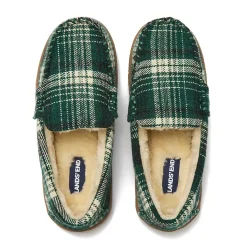 Kids Fuzzy Lined Plaid Moccasin Slippers