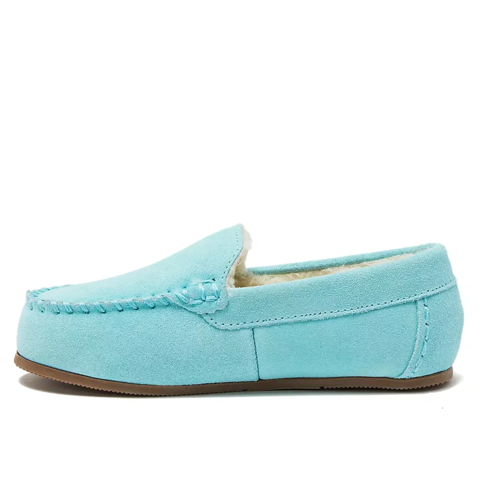 Kids Fuzzy Lined Suede Moccasin Slippers