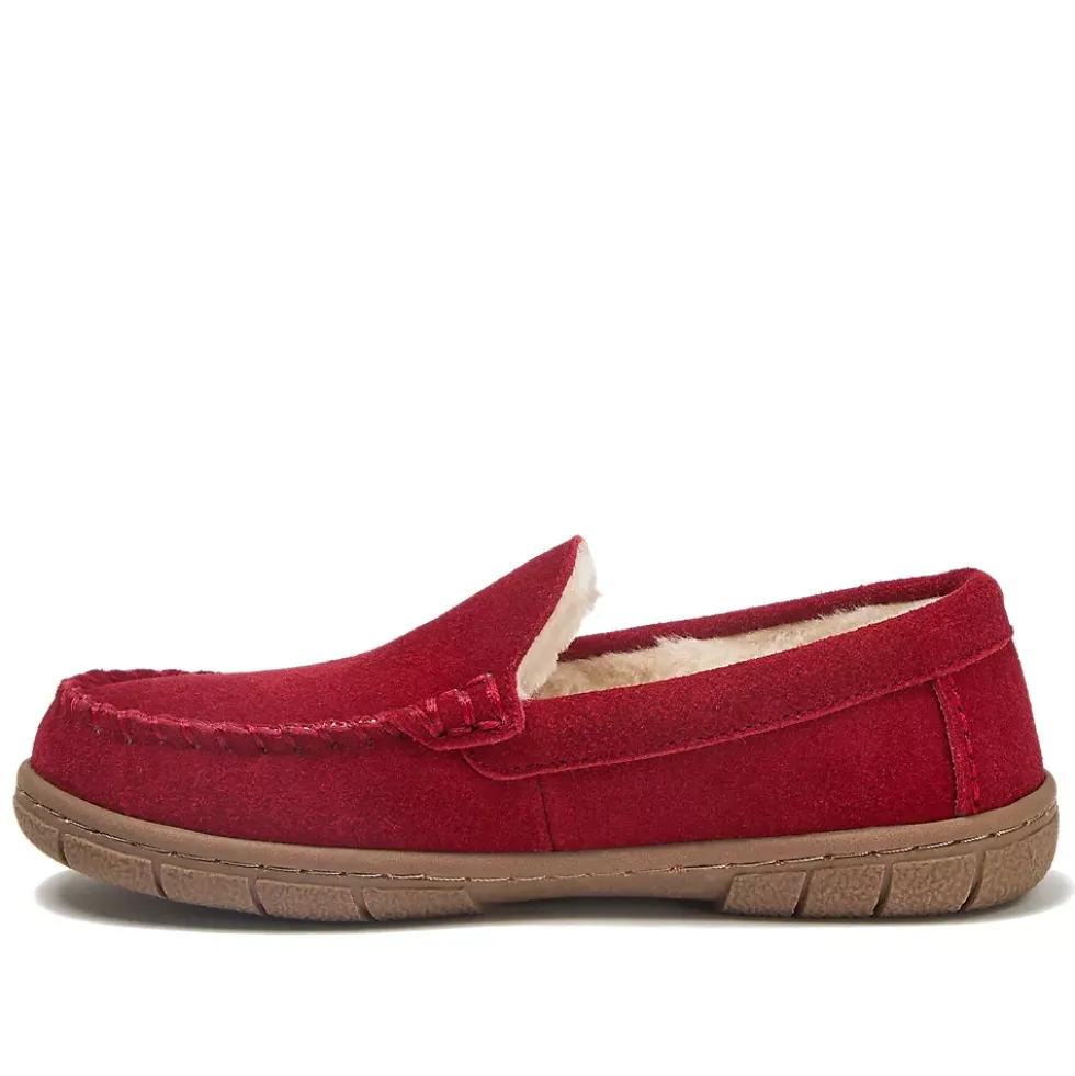 Kids Fuzzy Lined Suede Moccasin Slippers