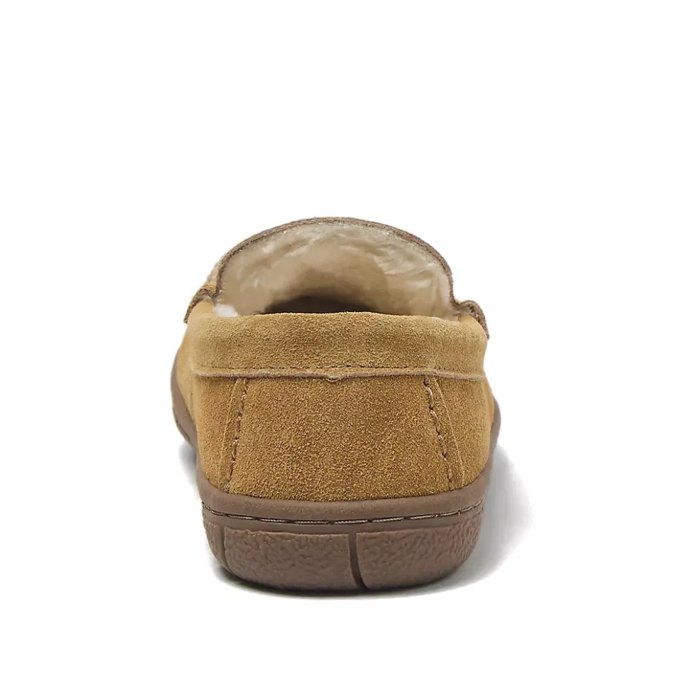 Kids Fuzzy Lined Suede Moccasin Slippers