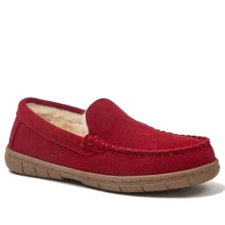 Kids Fuzzy Lined Suede Moccasin Slippers