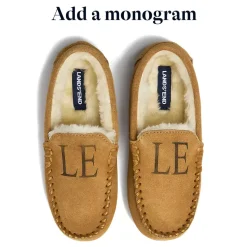 Kids Fuzzy Lined Suede Moccasin Slippers