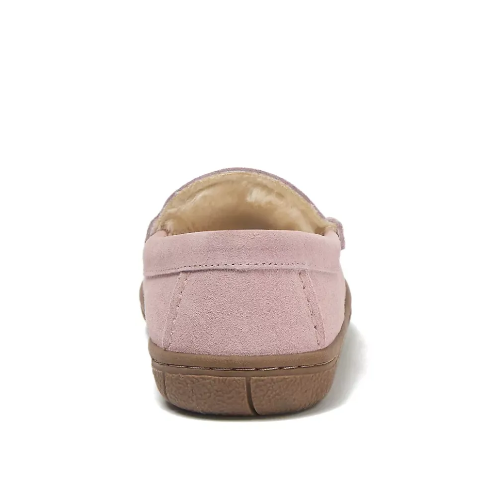 Kids Fuzzy Lined Suede Moccasin Slippers