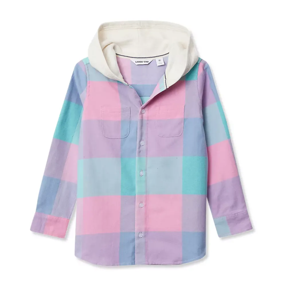 Kids Long Sleeve Hooded Flannel