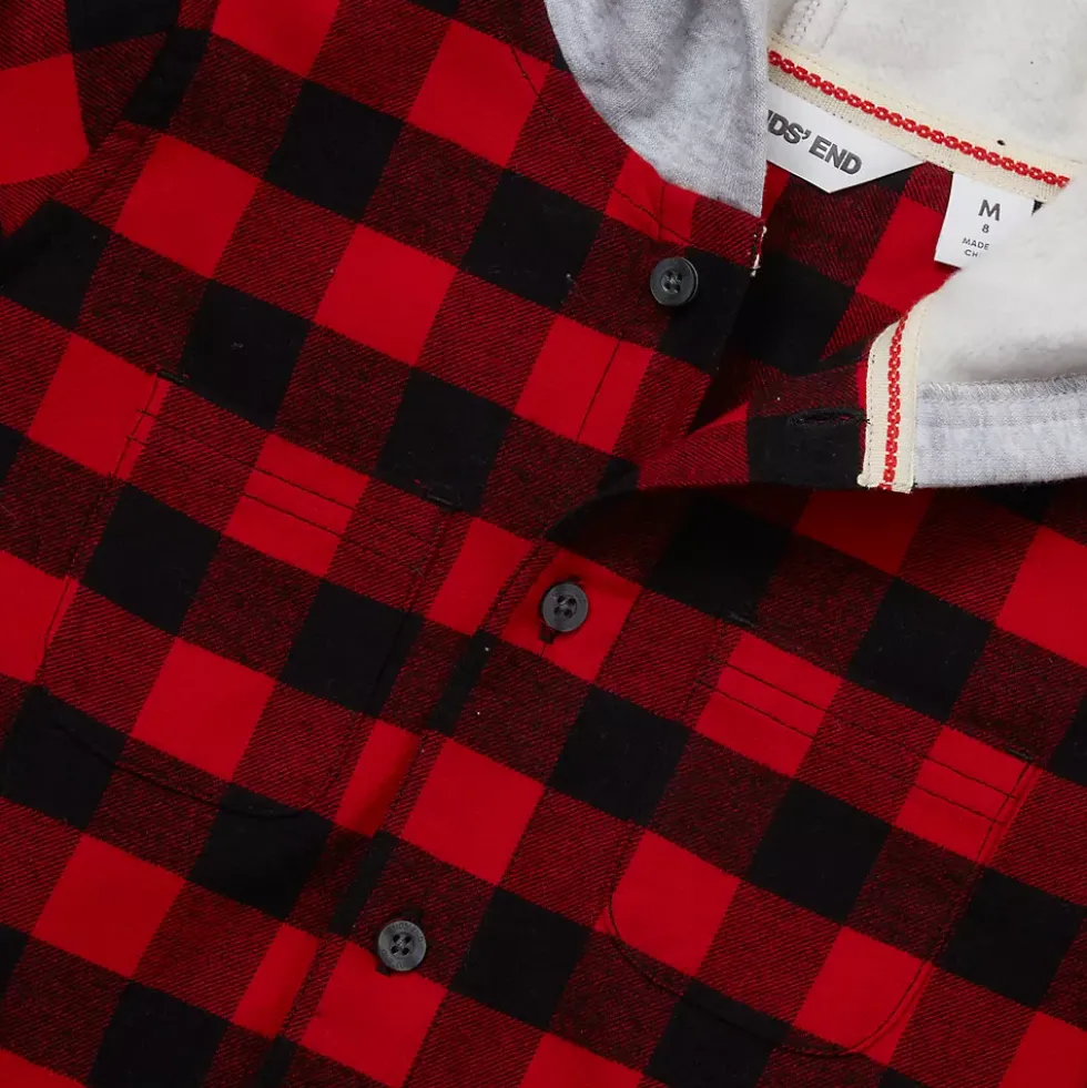 Kids Long Sleeve Hooded Flannel