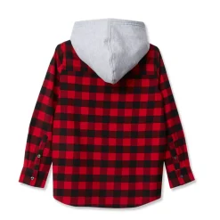 Kids Long Sleeve Hooded Flannel