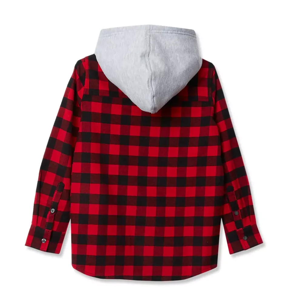 Kids Long Sleeve Hooded Flannel