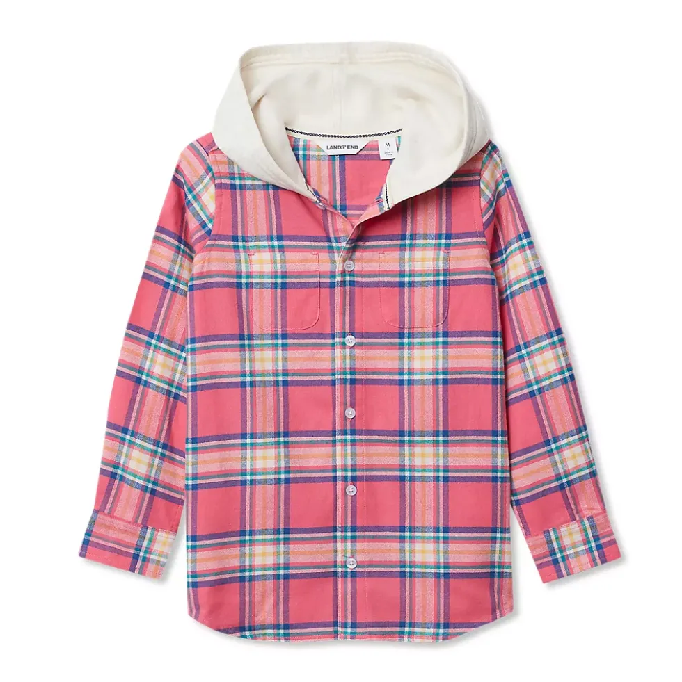 Kids Long Sleeve Hooded Flannel