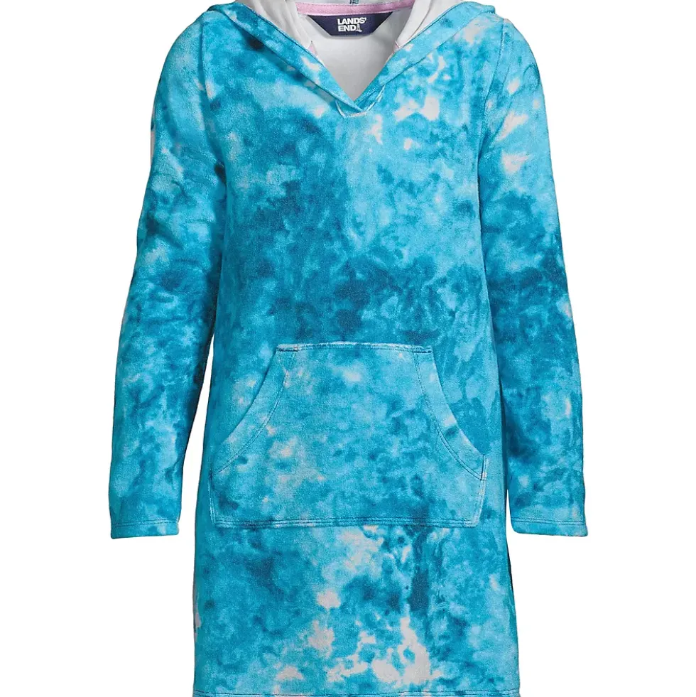 Kids Long Sleeve Hooded Front Pocket Terry Cloth Swimsuit Cover-Up