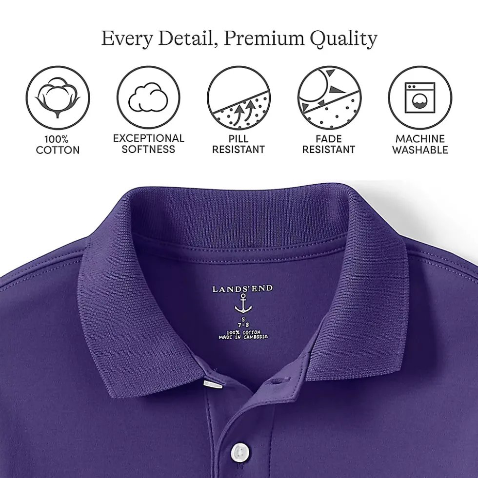 Kids Long Sleeve Interlock Polo Shirt