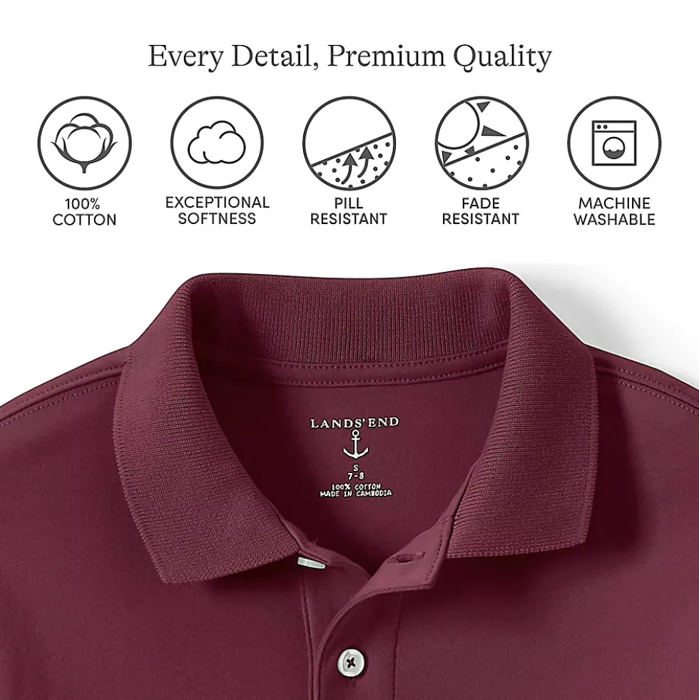 Kids Long Sleeve Interlock Polo Shirt