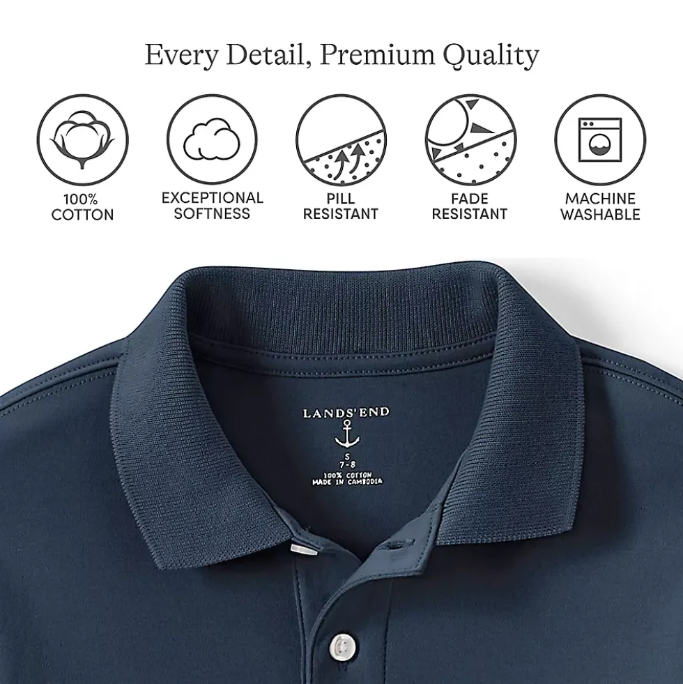 Kids Long Sleeve Interlock Polo Shirt