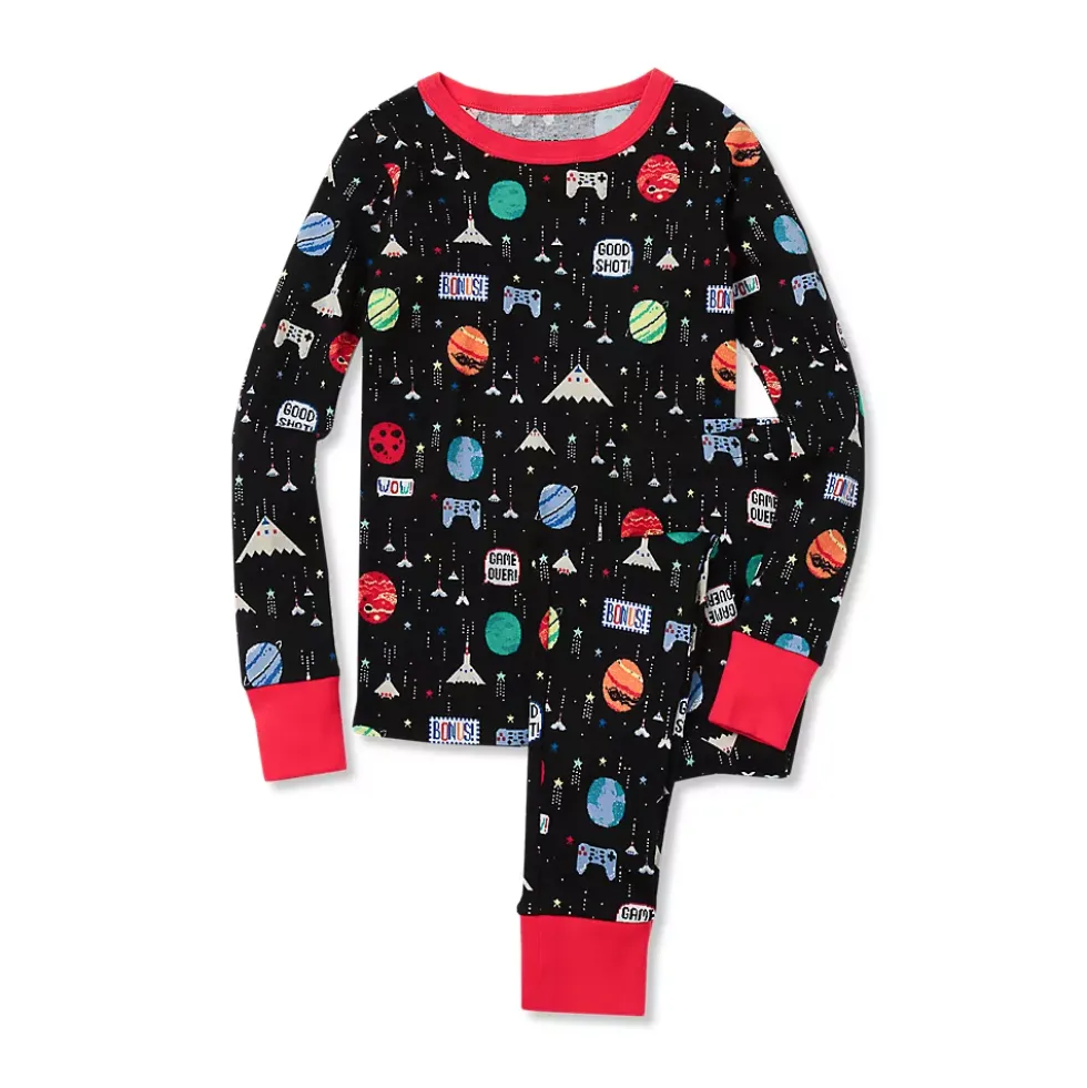 Kids Long Sleeve Top and Bottom Snug Fit Pajama Set