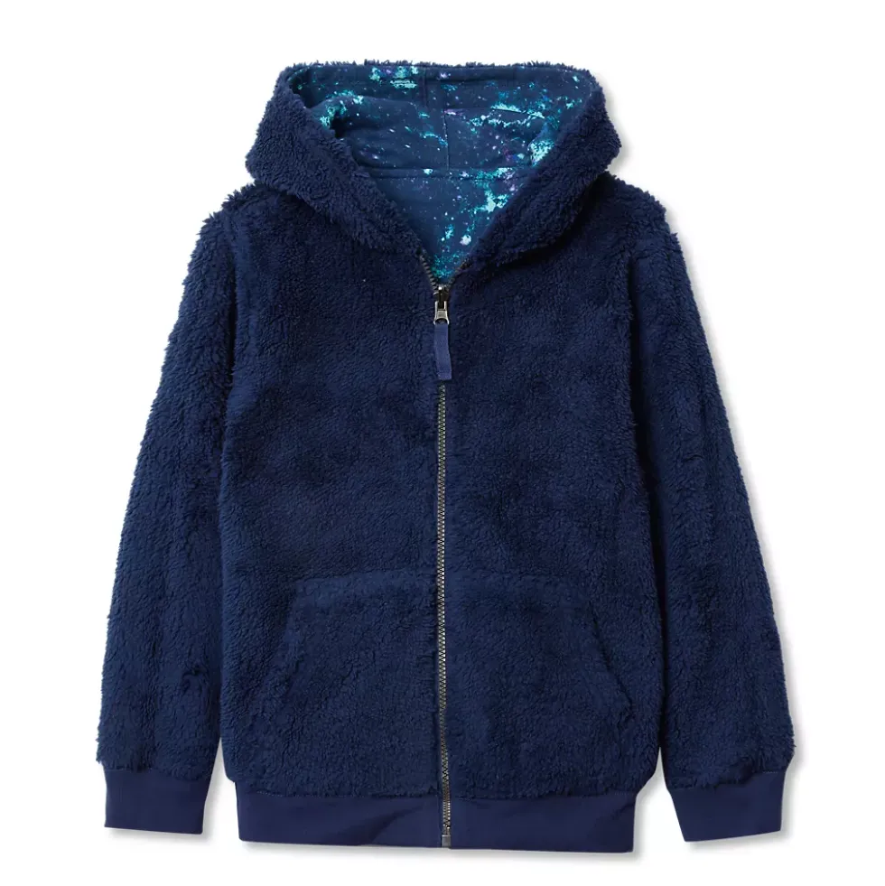 Kids Reversible Sherpa Fleece Hoodie