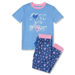 Kids Short Sleeve Top and Jogger Bottom Pajama Set