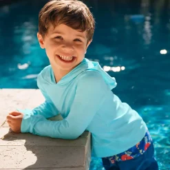 Kids Sunshade UPF 50 Chlorine Resistant Long Sleeve Sun Hoodie Rash Guard