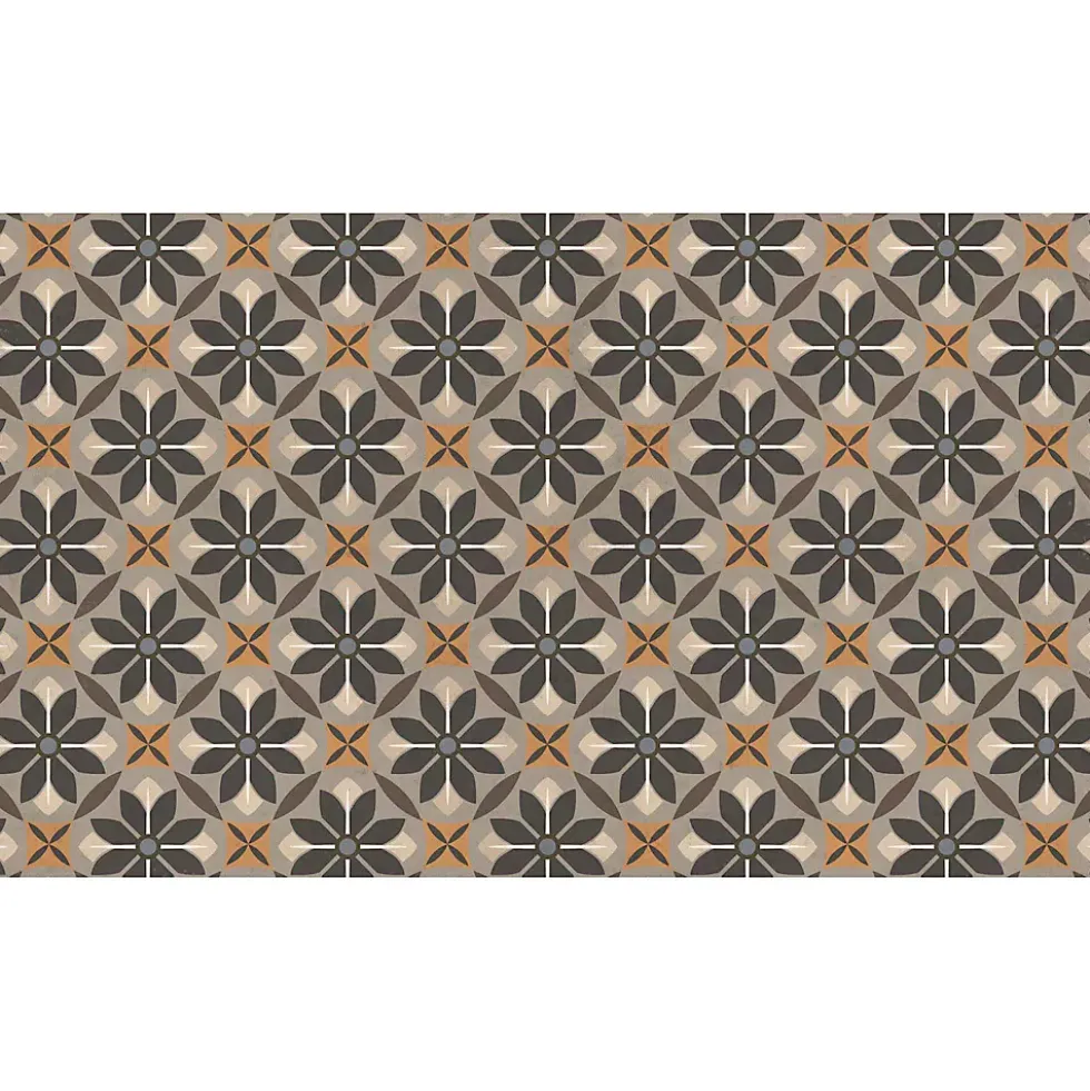 Matterly Skid Resistant Floral Mosaic Floor Mat