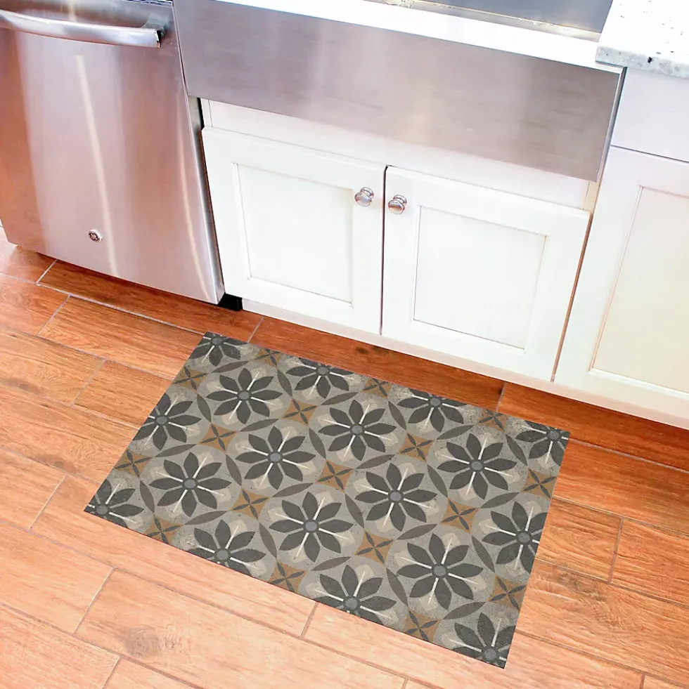 Matterly Skid Resistant Floral Mosaic Floor Mat