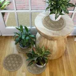 Matterly Waterblock 12" Round Flower of Life Plant Trivet - Set of 4