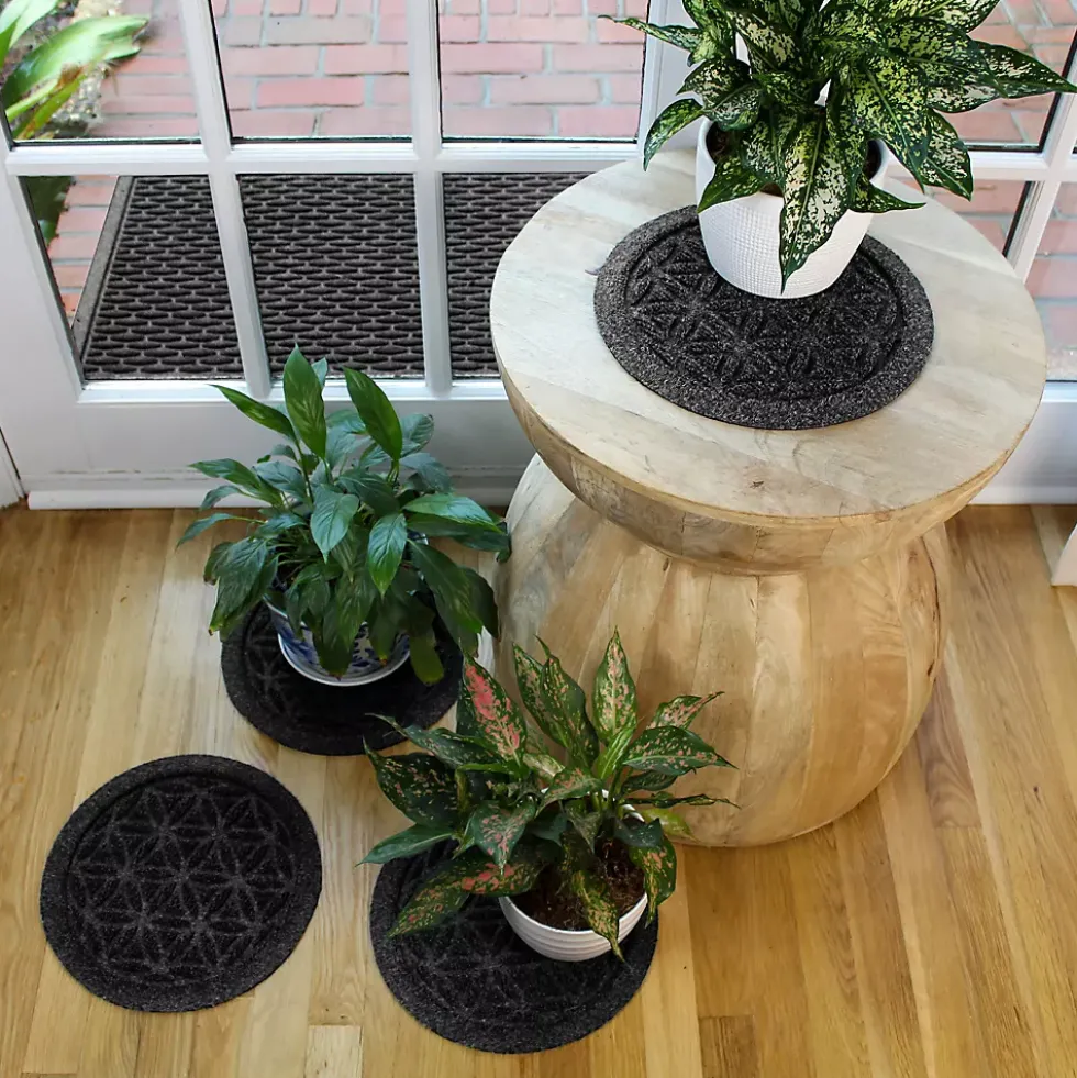 Matterly Waterblock 12" Round Flower of Life Plant Trivet - Set of 4