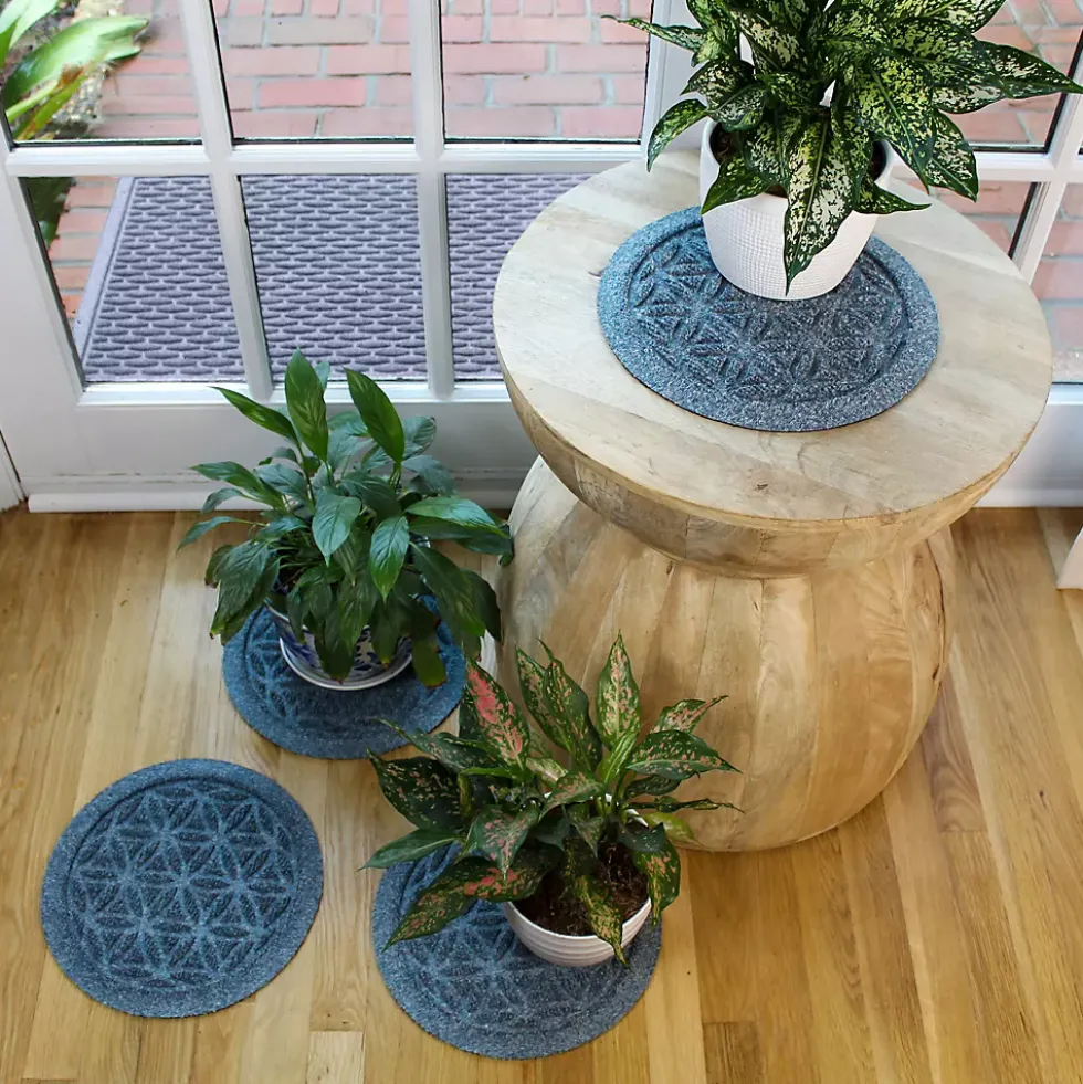 Matterly Waterblock 12" Round Flower of Life Plant Trivet - Set of 4