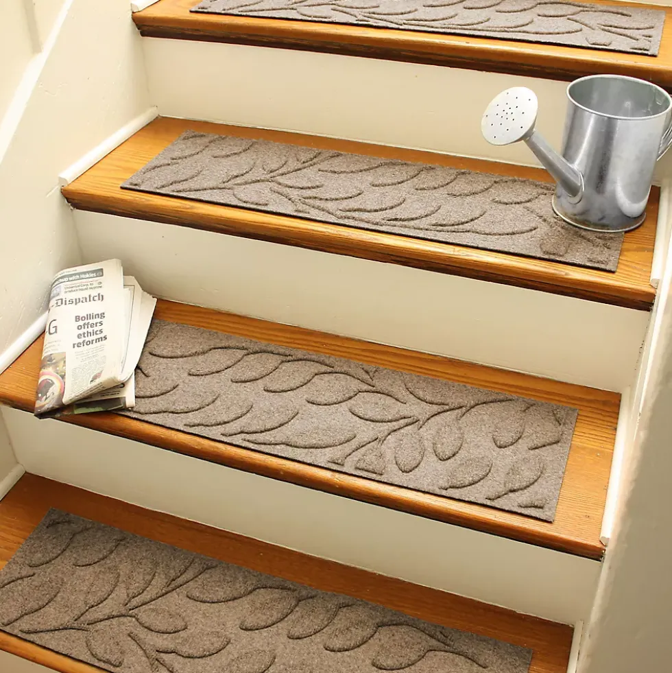 Matterly 8.5" x 30" Brittany Leaf Waterhog® Stair Treads - Set of 4