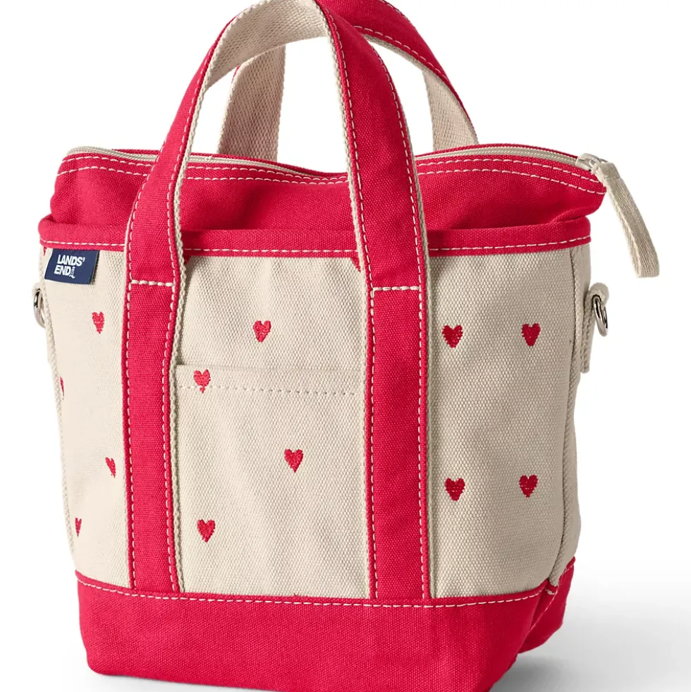 Medium Embroidered 5 Pocket Open Top Canvas Tote Bag
