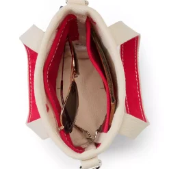 Medium Embroidered 5 Pocket Open Top Canvas Tote Bag