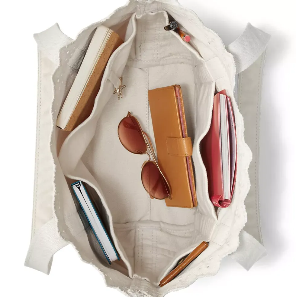 Medium Eyelet Canvas Open Top Tote