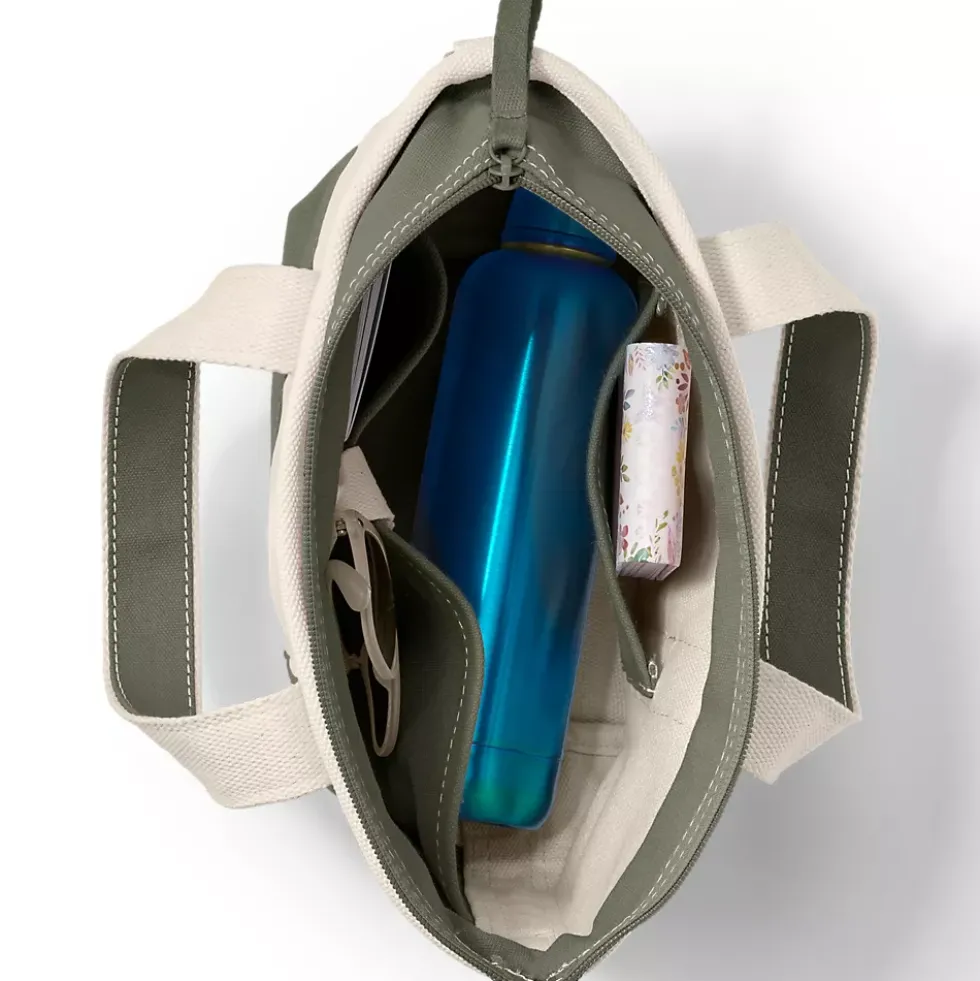 Medium 5 Pocket Open Top Canvas Tote Bag
