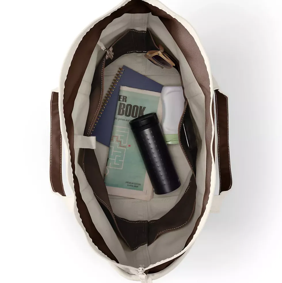 Medium 5 Pocket Open Top Canvas Tote Bag