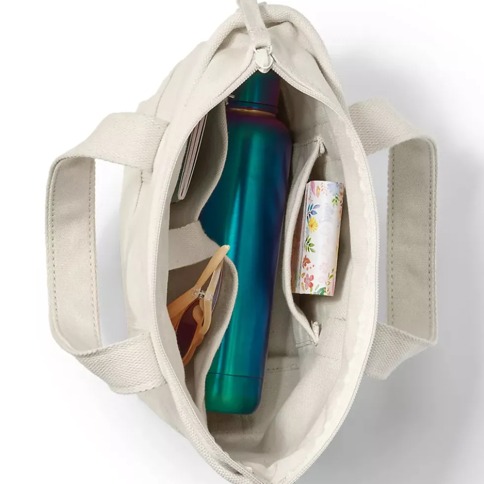Medium 5 Pocket Open Top Canvas Tote Bag
